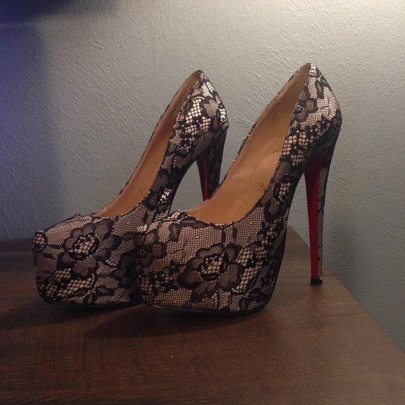 Christian Louboutin Shoes - Christian Louboutin Black Lace Heels Sz 8 EUC